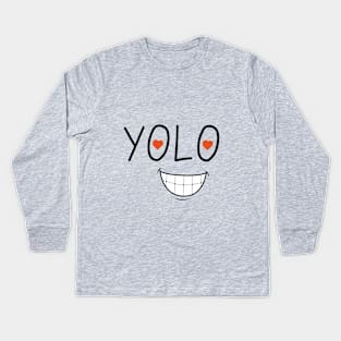 YOLO smile Kids Long Sleeve T-Shirt